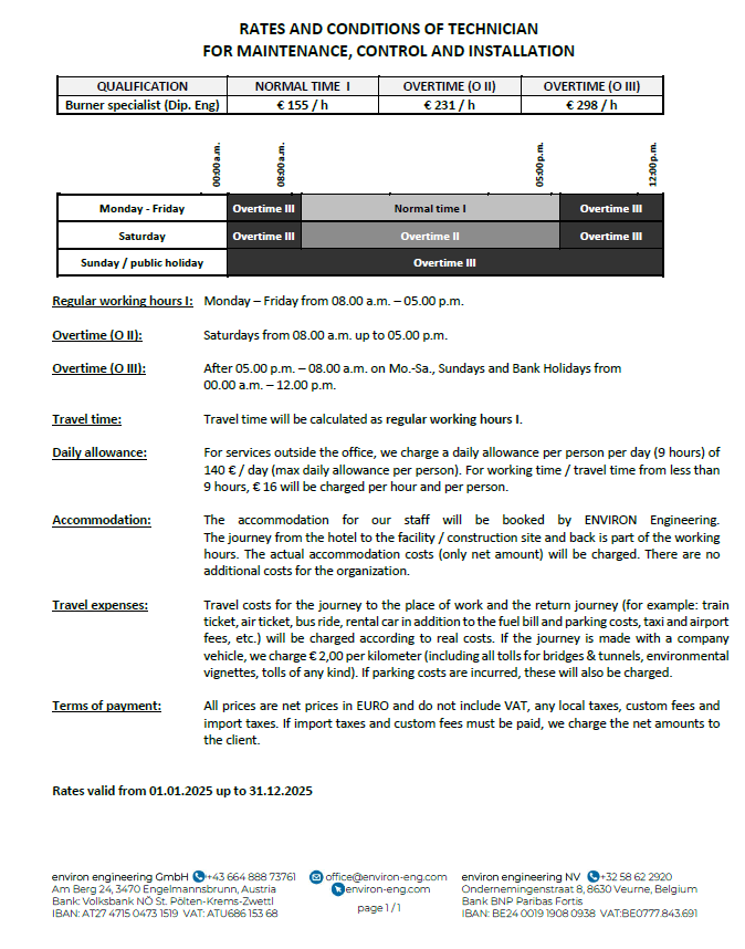 Technician rates and conditions 2025